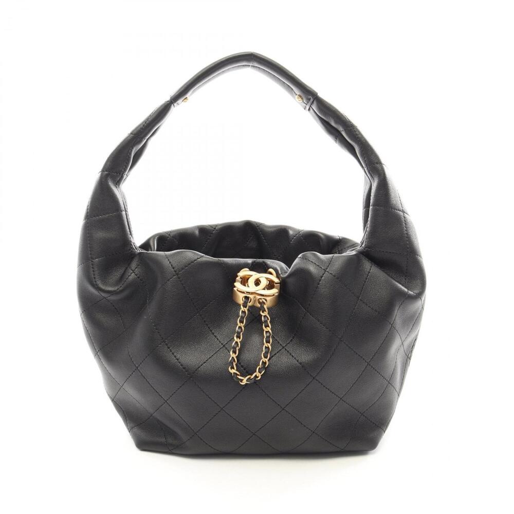 Chanel Matelassé Hobo Bag, Leather Handbag, Women's, Black, AS5976